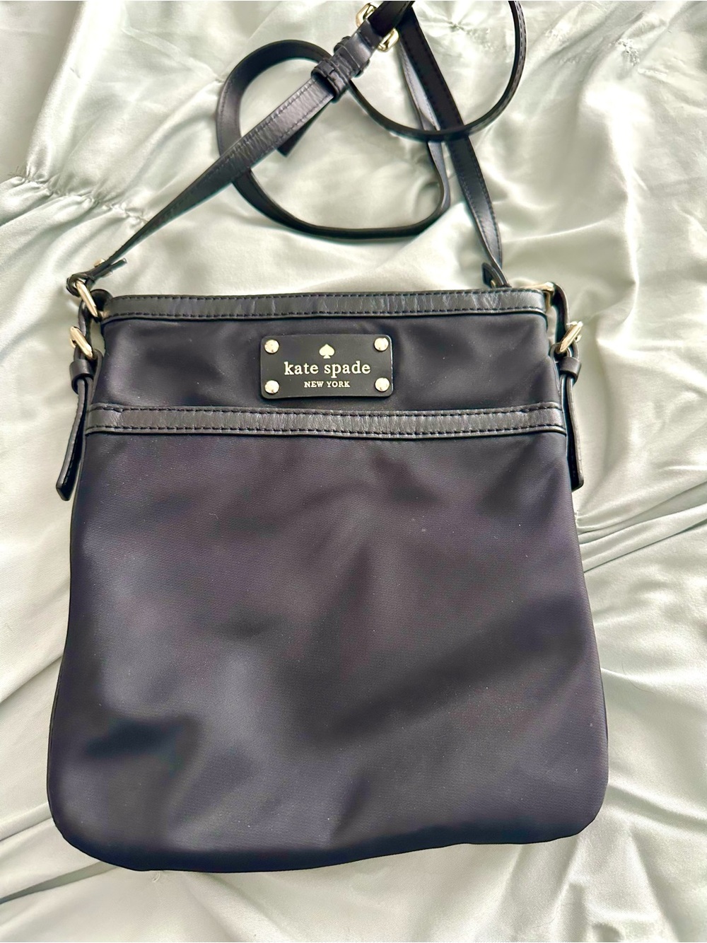 kate spade Black Nylon Crossbody with Leather Trim